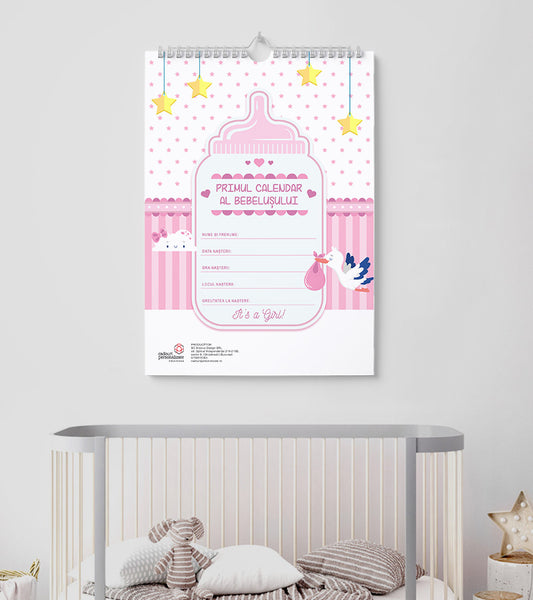 Calendar de perete personalizat - Baby's first year - Girl