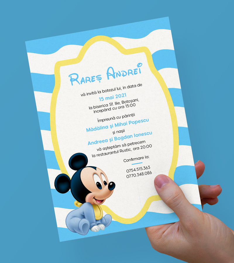 Baby Mickey Mouse, invitatie botez