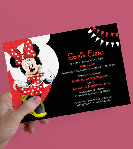 Minnie Mouse, invitatie botez